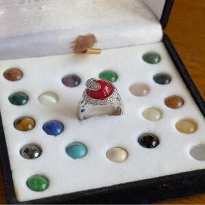 Vintage 925 Sterling Silver Interchangeable Multi Stone Ring